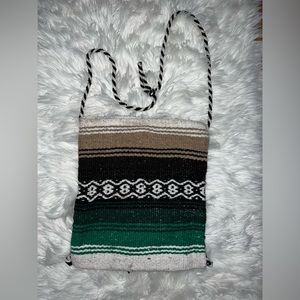 thrifted multicolor mexican tote sack bag